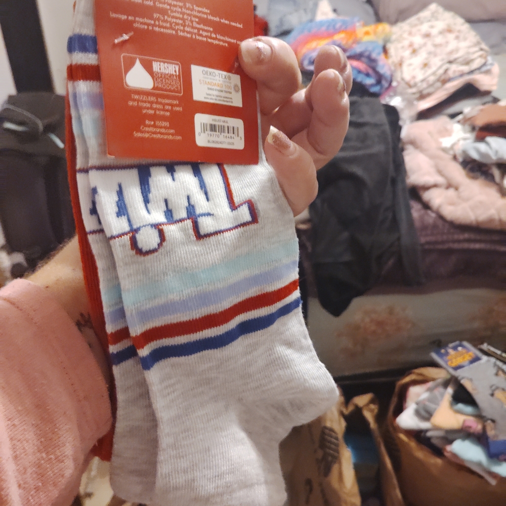 Gray and Red Men's Casual Socks